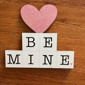 Pink Heart 'Be Mine' Decorative Blocks